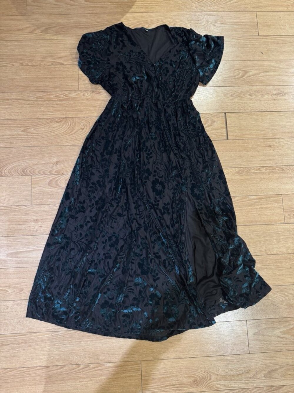 Women’s Fall Ruffle Floral Maxi Long Sleeve Wrap V Neck Boho Flowy Large - Picture 5 of 8